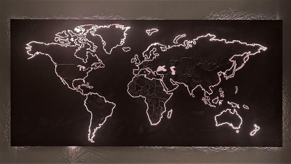 Weltkarte Edelstahl unbehandelt 140cm breit ohne Beleuchtung