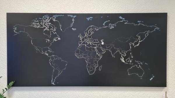 Weltkarte schwarz beschichtet 100cm breit ohne Beleuchtung